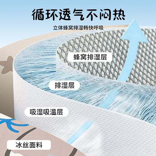 2026新款大版印花碳光冰丝席床笠款凉席夏天卡通可机洗空调软席