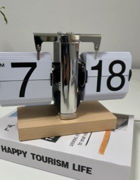 创意个性机械复古自动翻页时钟简约数字座钟客厅摆件钟表