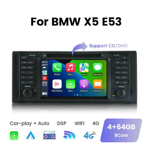 适用宝马X5 E53 7寸带DVD按键双din安卓大屏中控导航蓝牙Carplay