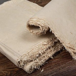 古法手工制作构树皮纸画展宣纸书画创作用收藏西和麻纸作品毛边纸