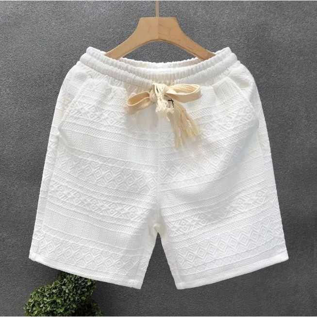 TEMU/外贸大码夏季裤男士高端宽松五分裤青年外穿大裤衩提花短裤,男装,短裤,淘宝优惠券,粉丝福利购,淘宝优惠卷