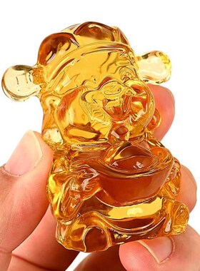 极速新款黄水晶财神爷小摆件琉璃财D神爷像招财摆件吸财祈五福家