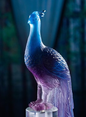 极速纯手工琉h璃孔雀艺术品桌面摆件创意家居装饰品办公桌工艺品