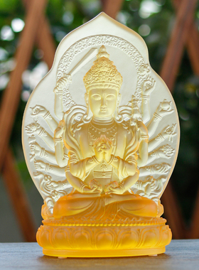 极速古法手工琉璃准提p度母菩萨佛像贴真金工艺品摆件佛堂居家桌