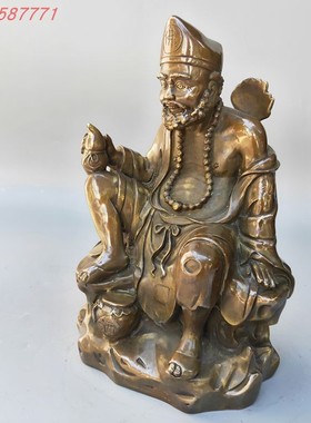 极速纯铜济公摆件 黄铜济w公活佛人物像雕塑  家居客厅装饰品