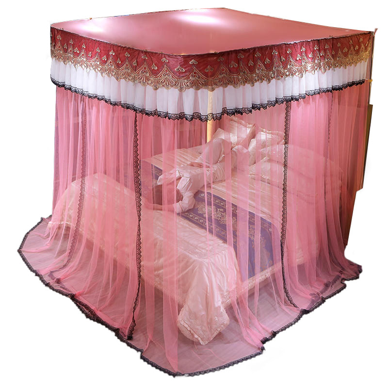 极速2022新款蚊帐m导轨U型轨道双层家用免安装落地式宫廷1.5/1.8