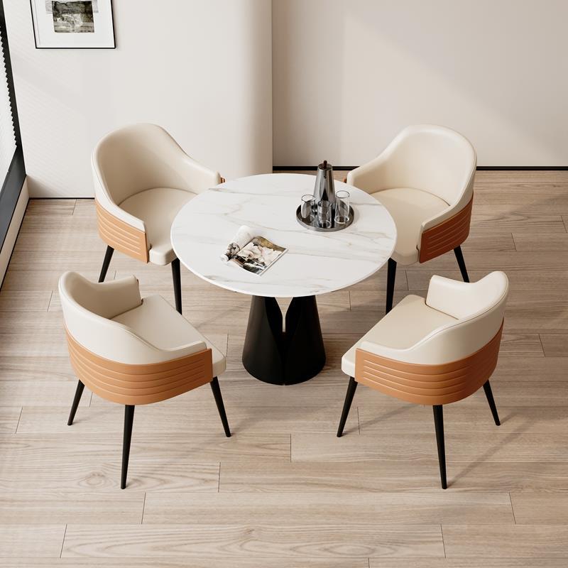 岩板轻奢售楼处谈单洽谈桌椅组合小圆桌接待商务谈判会客一桌四椅