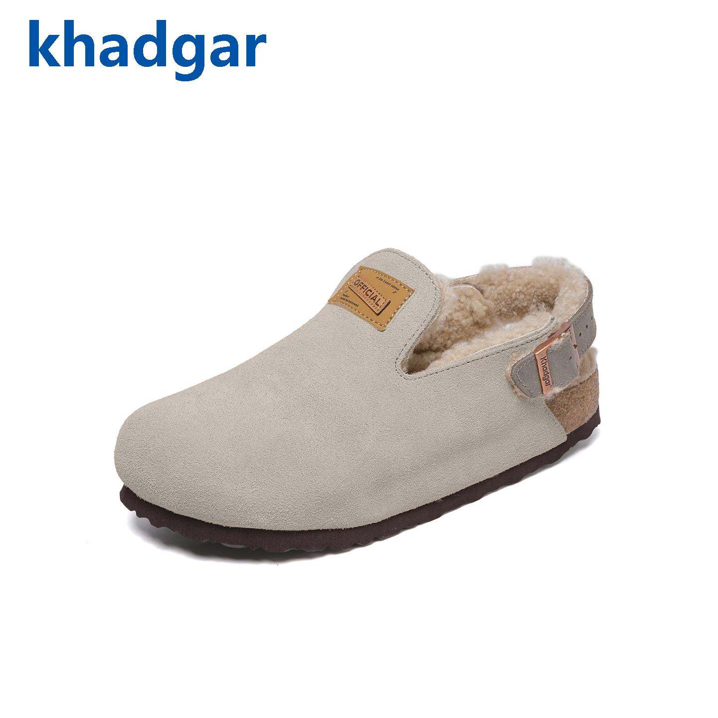 Khadgar/卡德加秋冬加绒外穿软木拖鞋羊毛保暖勃肯鞋休闲男女棉鞋,女鞋,包头拖,淘宝优惠券,粉丝福利购,淘宝优惠卷