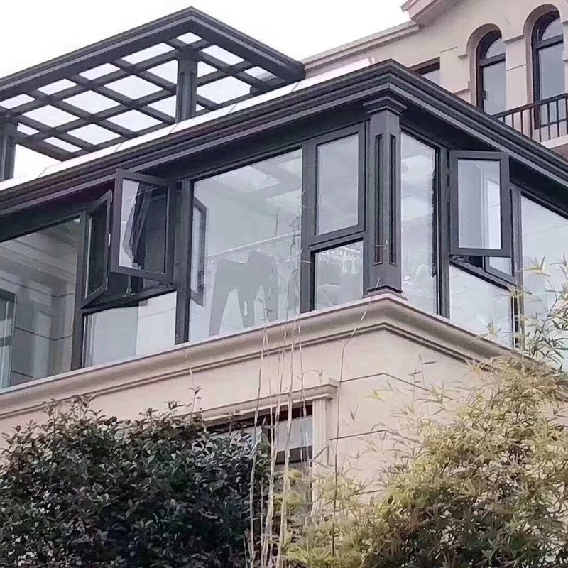 中空夹胶钢化隔音遮阳玻璃别墅封阳台露台钢结构阳光房铝合金门窗