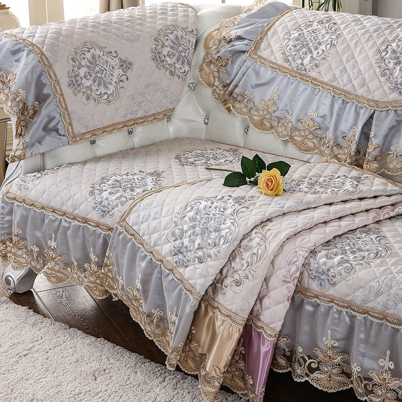 四季通用欧式沙发垫布艺防滑坐垫客厅高档蕾丝亚麻萬能沙发套全盖