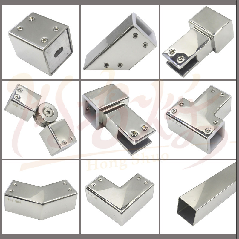 25方管不锈钢304连接头吊夹上墙法兰淋浴房配件连接件玻璃拉杆头