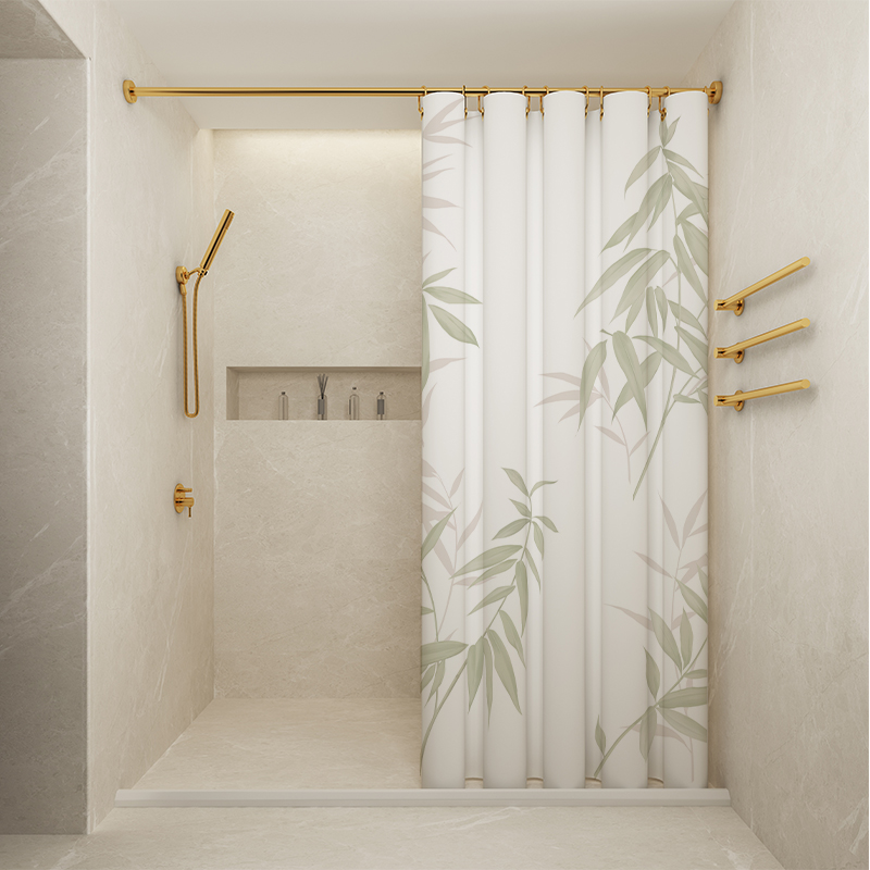 磁吸浴帘套装免打孔防水防霉速干浴室隔断干湿分离卫生间淋浴帘子