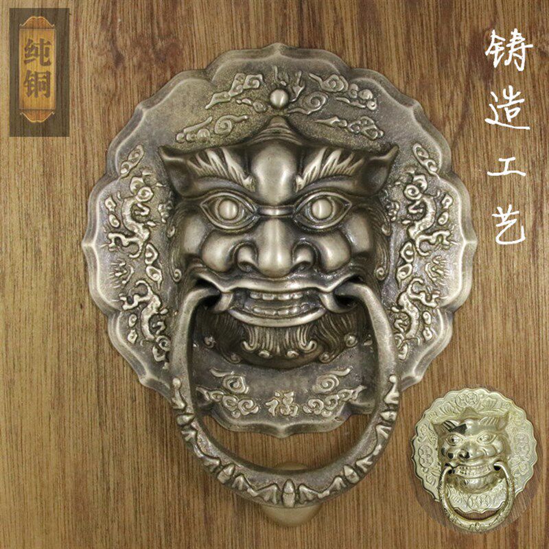 仿古中式纯铜装饰兽头把手古典大门虎头拉手仿古纯铜狮子头门环