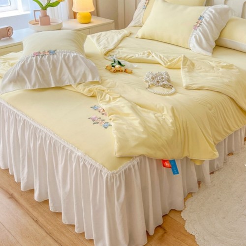 A类凉感冰丝凉席夏凉被四件套床裙款夏季公主风可水洗空调薄被子