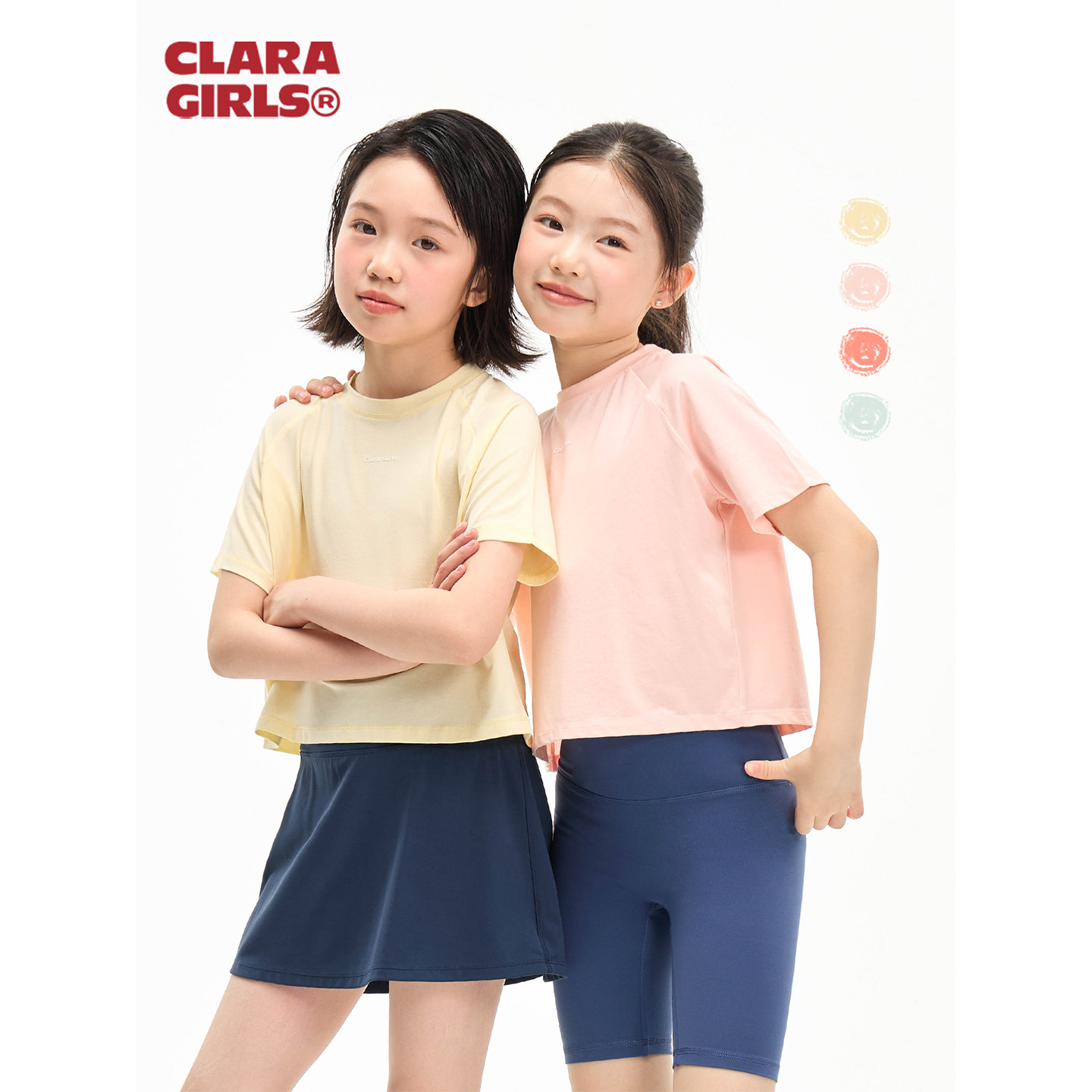 claragirls|【凉感冰皮】女童运动短袖T恤2026年春夏短款休闲上衣