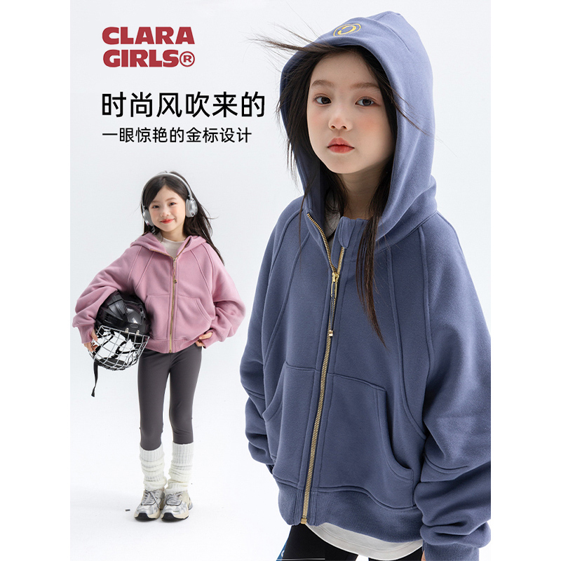 【新年定制款】拜年服女童红色加绒卫衣2024冬季儿童宽松拉链外套