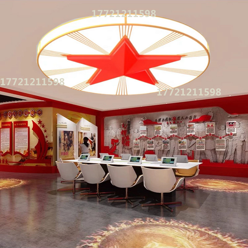 立体五角星圆形灯吸塑锤子灯镰刀立体发光会议室党建室吸顶灯高亮