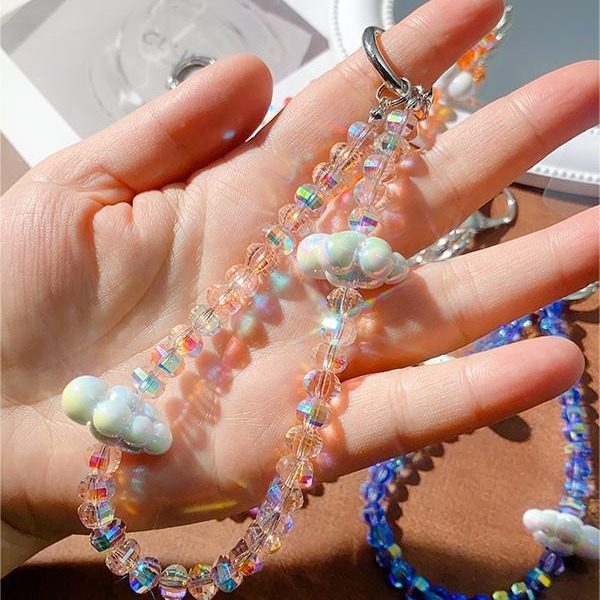 手机链挂饰高端水晶链云朵车钥匙圈手工制作彩色挂件链夹简约百搭,节庆用品/礼品,手机链,淘宝优惠券,粉丝福利购,淘宝优惠卷