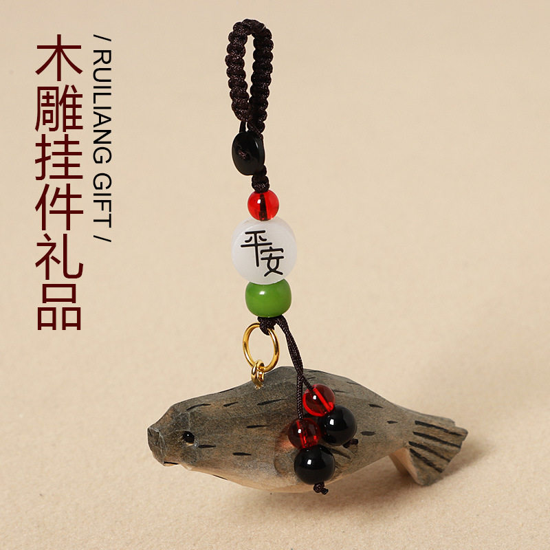 手工木雕海豹汽车钥匙扣挂件可爱书包挂饰海洋动物旅游纪念小礼品