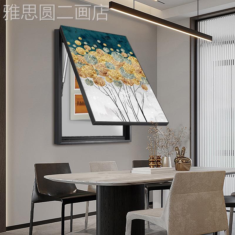 网红大芬油画村轻抽象发财树装饰画现代简奢约开关盒遮电表箱挡挂图片