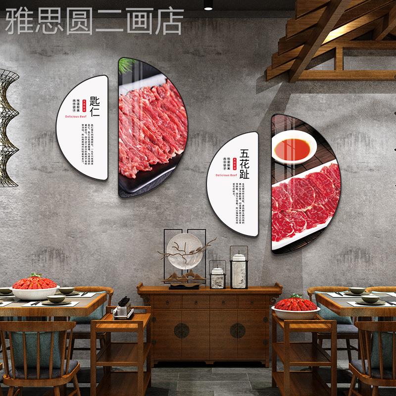 网红潮牛包厢部位介汕绍图壁画牛馆肉装饰画火饰锅店饭店墙面装肉图片