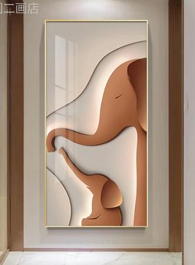 网红现代轻奢玄关象饰画级感橙色大挂画装高高入户客厅走廊过道档