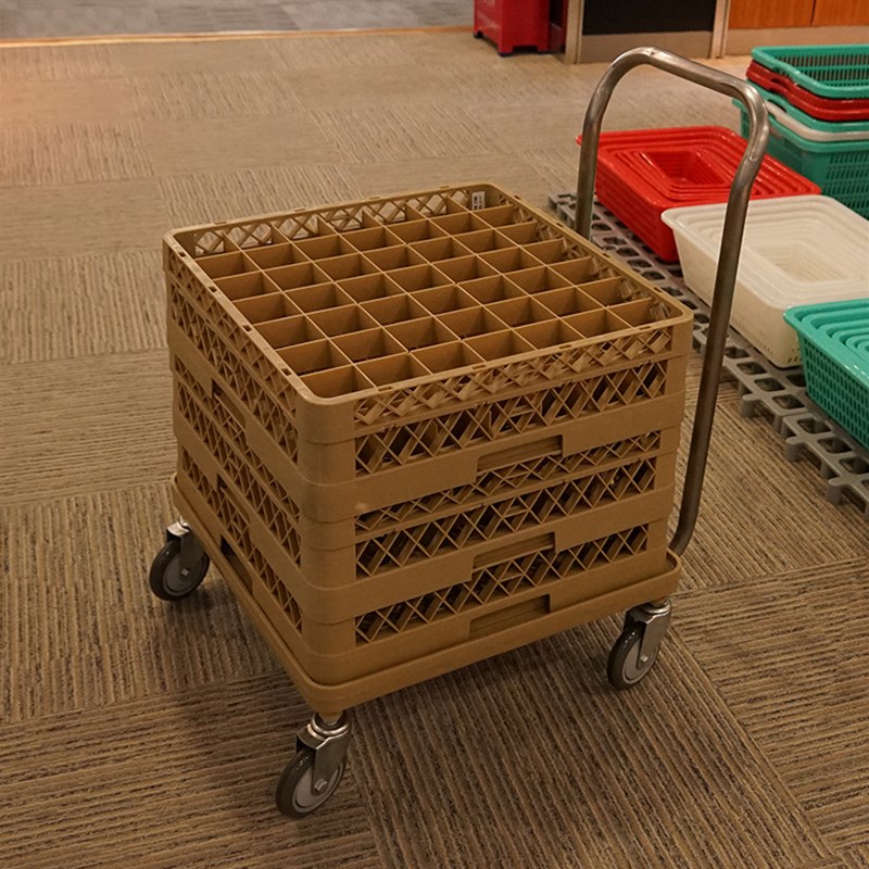 嘉宝酒店餐厅平板手推车不锈钢手柄搬运车拖车带手柄静音塑料推车