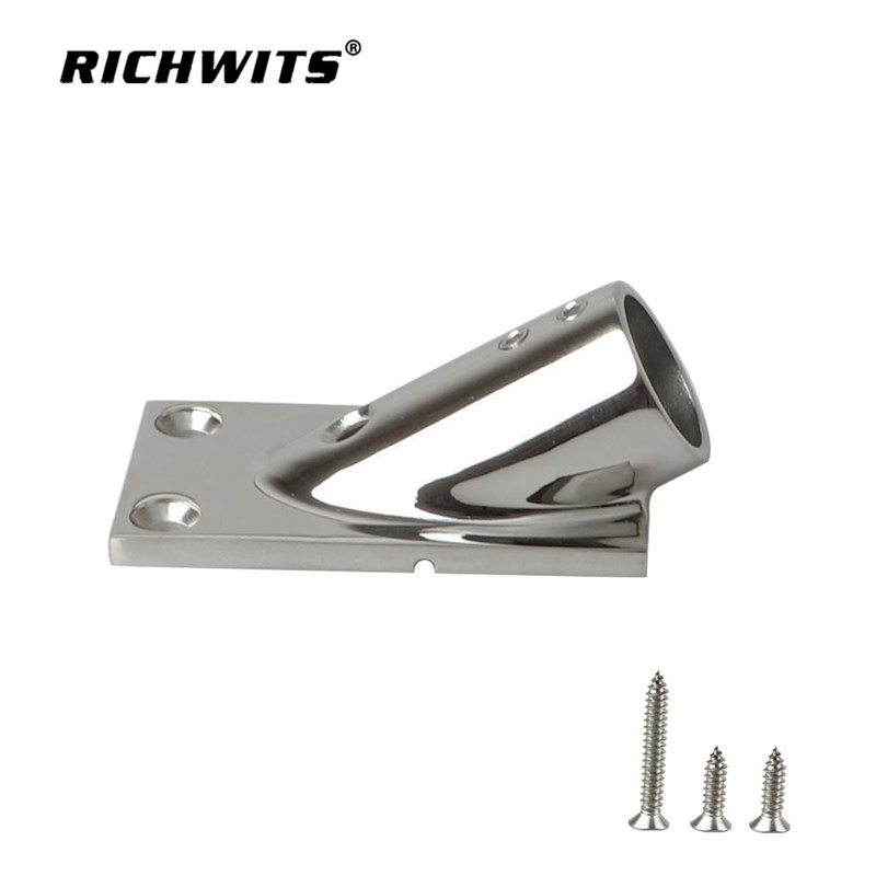 不锈钢30度方管座 游艇船舶扶手管底座 方底管座 栏杆座