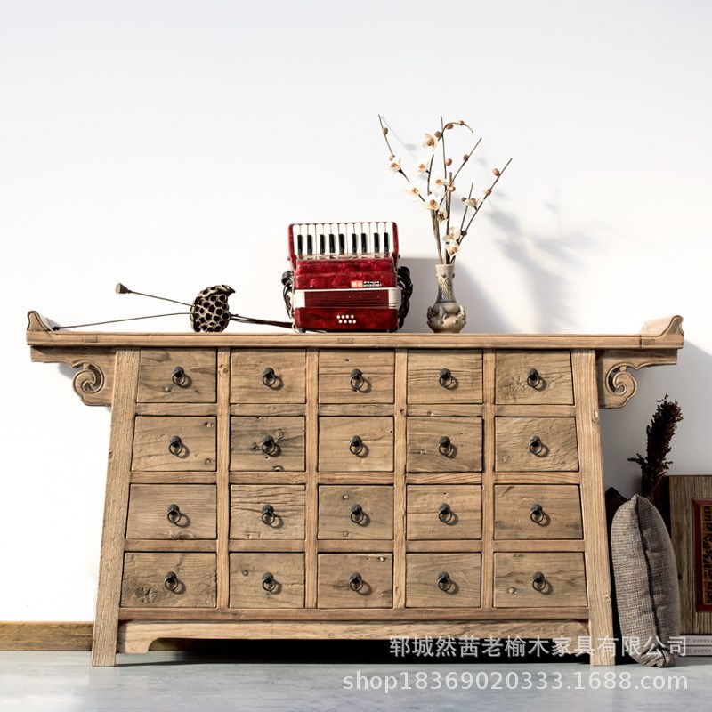 老榆木餐边柜家居实木收纳柜落地式电视柜酒店民宿餐边碗柜茶水柜