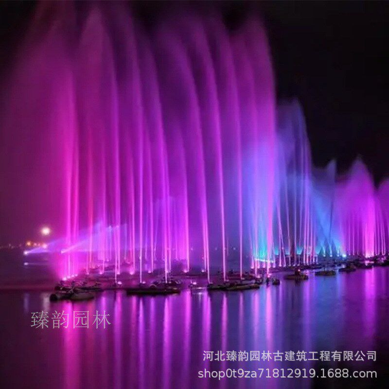 音乐喷泉大型水幕电影激光灯光秀人工湖漂浮程控喷泉全套设备