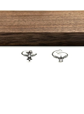 WANGWANG925纯银五角星CS纹路弓箭复古做旧潮流街头情侣百搭戒指