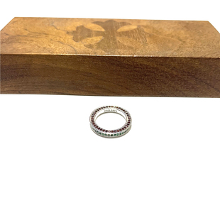 WANGWANG925纯银鸢红绿灯STOP镶嵌情侣三彩钻银饰奢华戒指指环