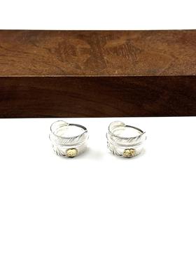 WANGWANG925纯银蔷薇老鹰纹高桥点金素银羽毛情侣时尚银饰戒指