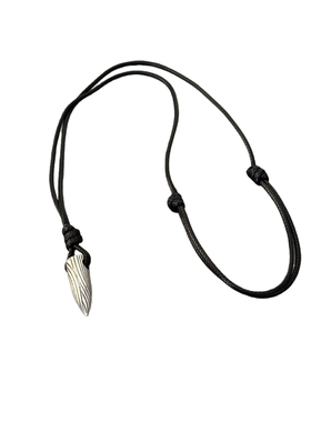 WANGWANG纹路藤蔓子弹头情侣925纯银潮流镂皮绳百搭情侣吊坠项链