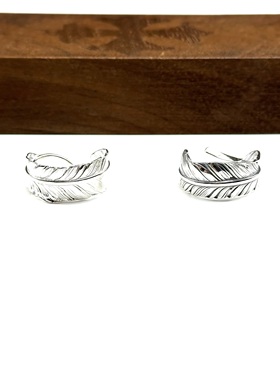 WANGWANG高桥925纯银素银纹路羽毛情侣奢华潮流戒指情侣百搭指环
