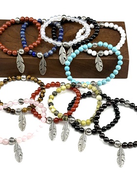 情侣藏银羽毛高桥风民族风手链