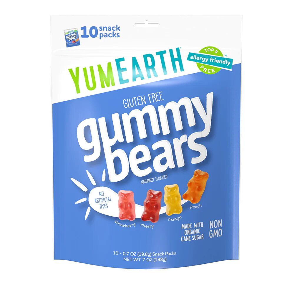 美国YumEarth牙米滋小熊软糖维生素VC儿童零食美国USDA有机无麸质