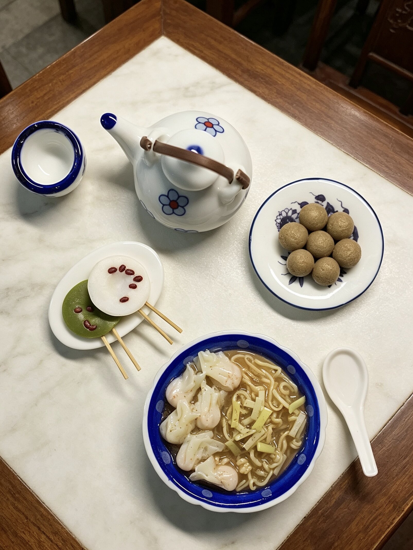 限量原创软陶广东微缩食玩云吞面汕头牛肉丸钵仔糕纯手工娃屋