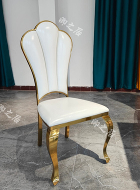 新品轻奢不锈钢高端餐椅欧式酒店家用软包简约吃饭椅小户型金色金