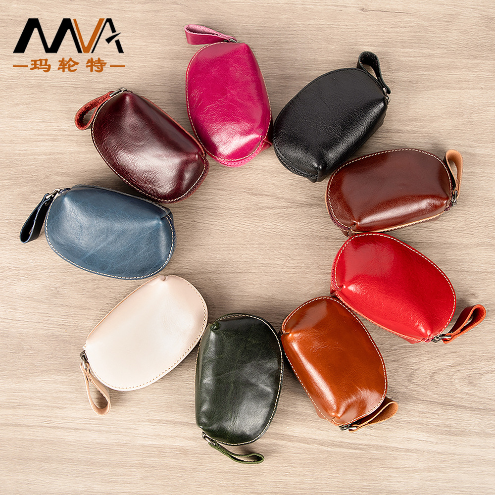 新款女士拉链钥匙包口红包软皮小巧头层牛皮高级感真皮零钱包批发