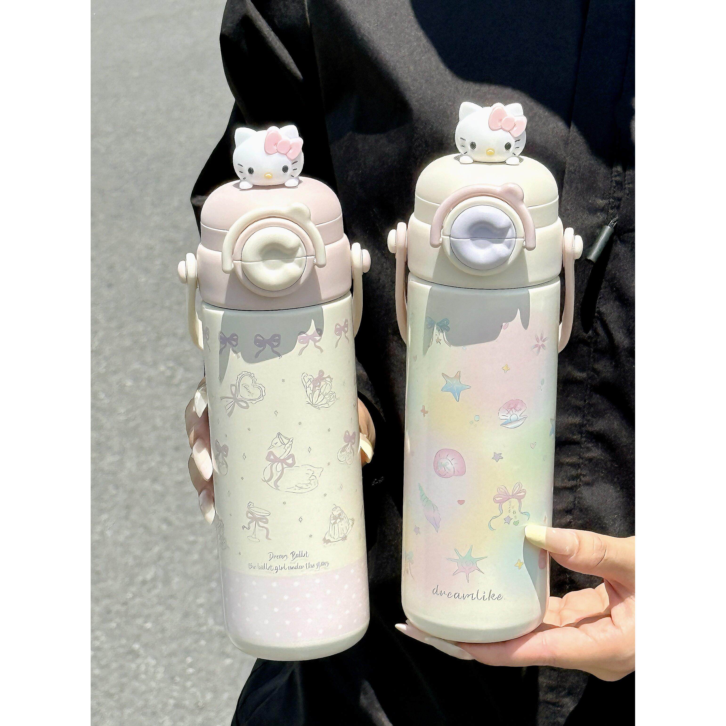 少女心保温杯女生高颜值便携手提双饮水杯小清新学生上学直饮杯子