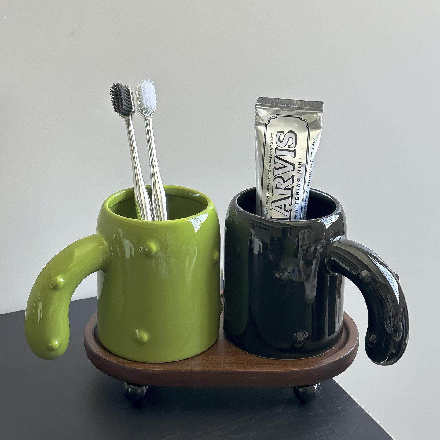 美式洗漱杯牙刷杯简约酒店陶瓷漱口杯复古刷牙杯牙缸化妆室置物架