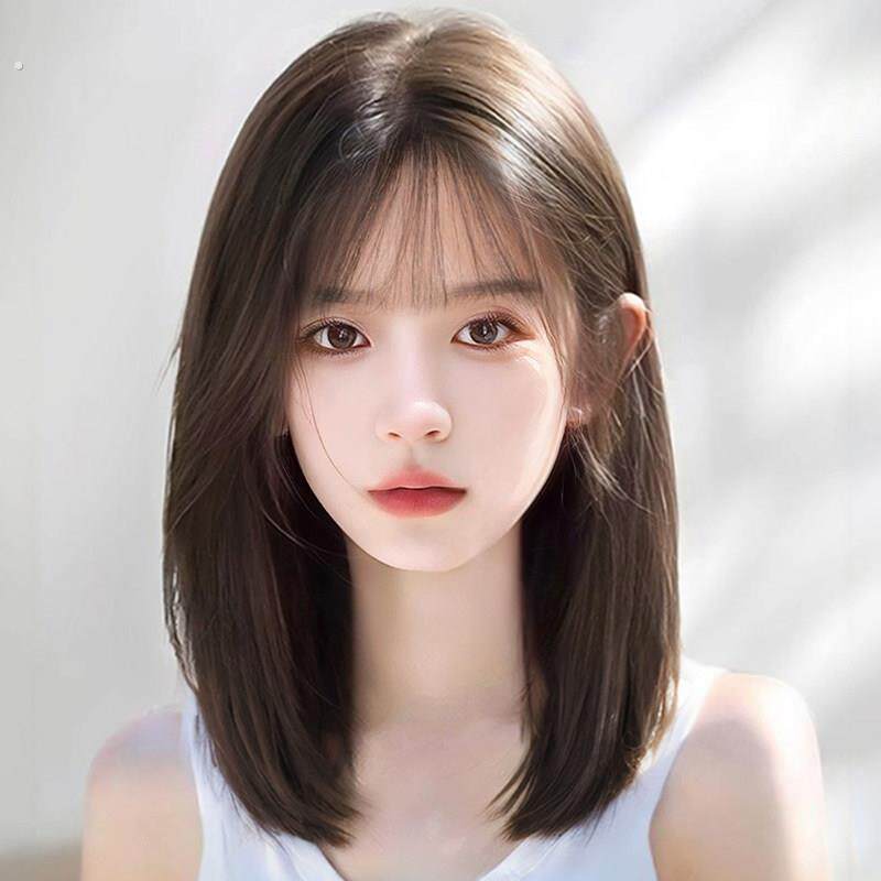 假发女短发夏天薄款减龄锁骨发齐浏海自然日常彷全真人发全头套式