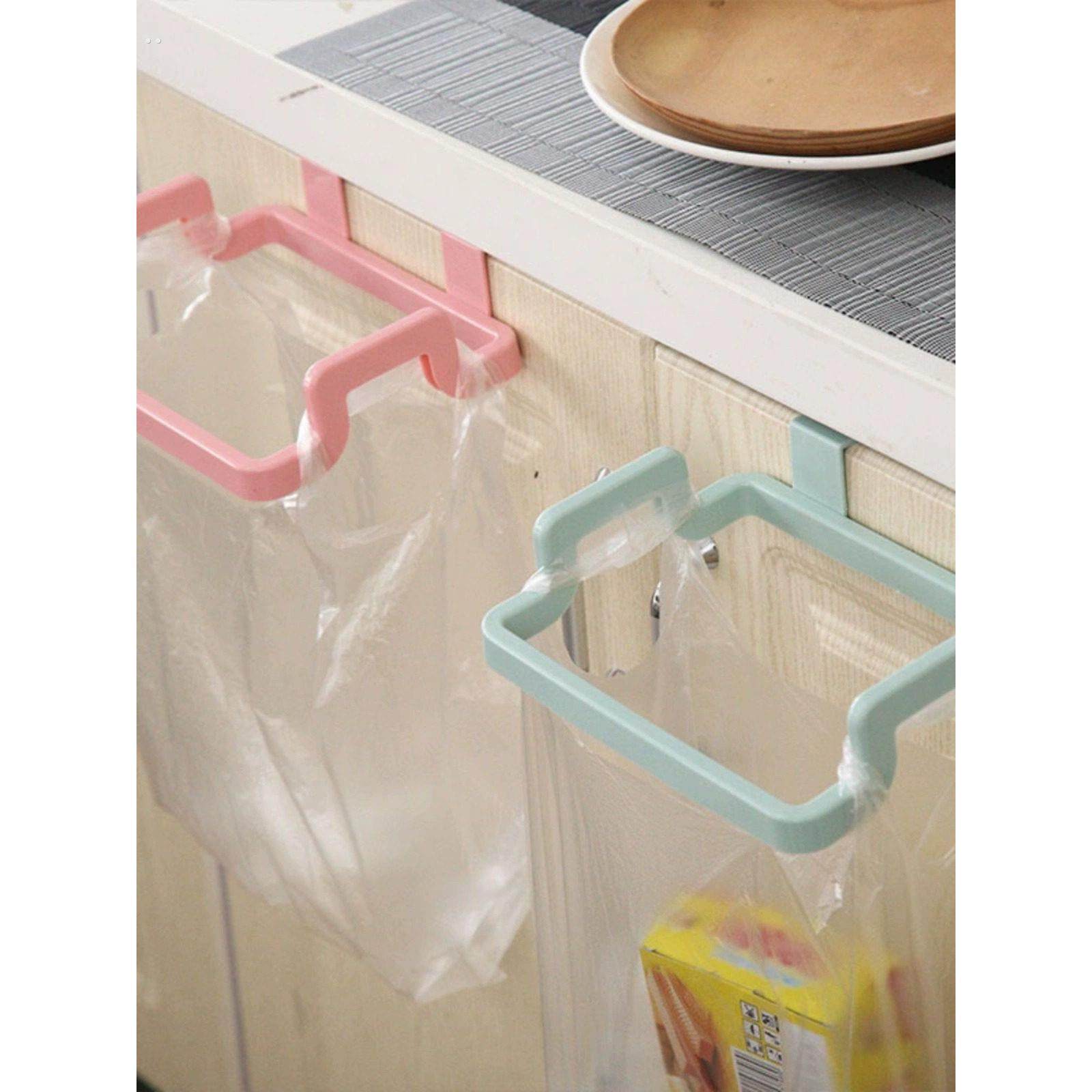 免打孔可挂式橱柜置物架塑料垃圾架橱柜背式手提垃圾袋支架毛巾架