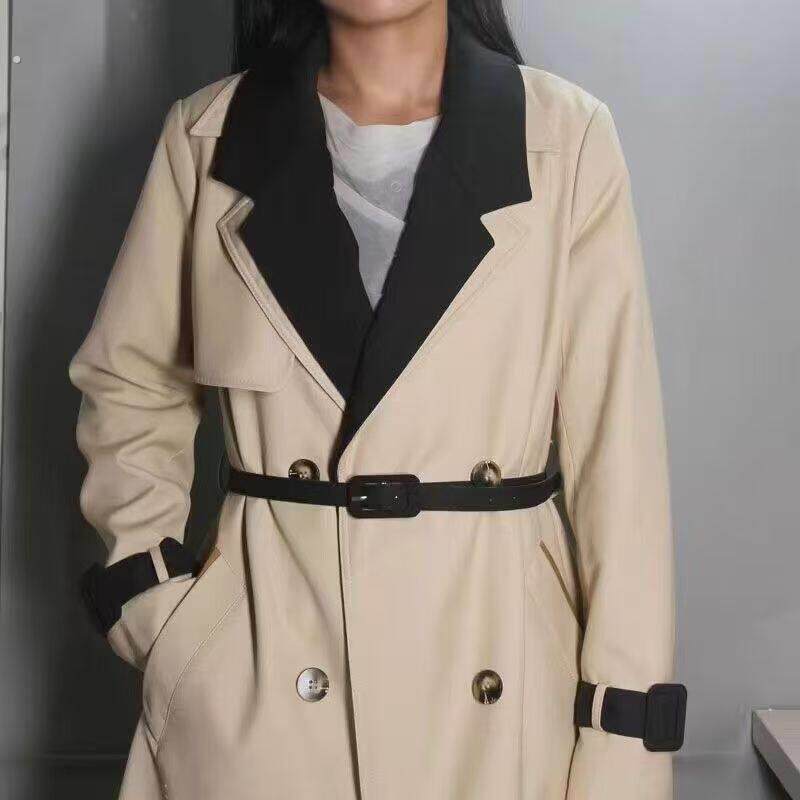 西装翻领假领子帅气领口装饰韩版潮男女学生风衣外套撞色袖袢黑色