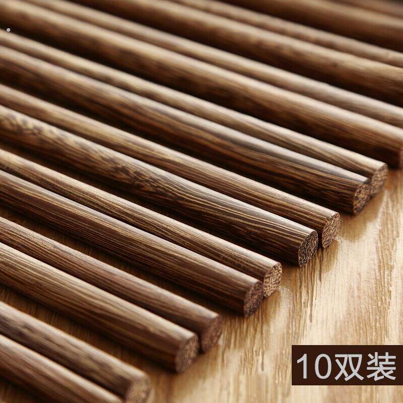 家用鸡翅木筷子无漆高档实木防滑木质十双木快子新款餐具套组