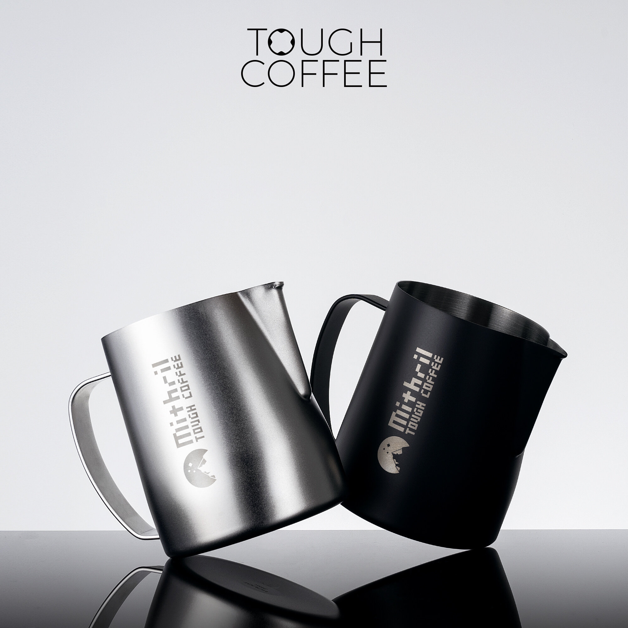 顽固咖啡秘银mithril竞技版拉花缸咖啡打奶缸700ml压纹组合图尖嘴