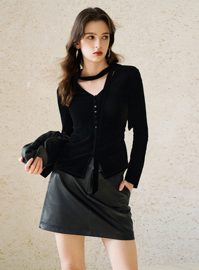 姚领YAOLY黑色上衣830M30443