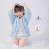 男女童儿童摄影服装 外套设计感上衣 蓝色毛衣宝宝肖像针织毛衣开衫