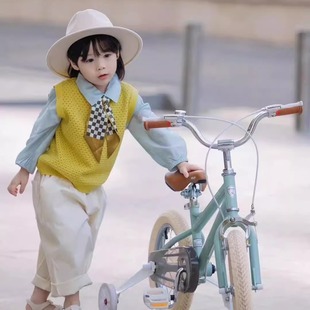 男女童小清新背心气质摄影拍照儿童韩版黄色气质毛衣马甲套头上衣